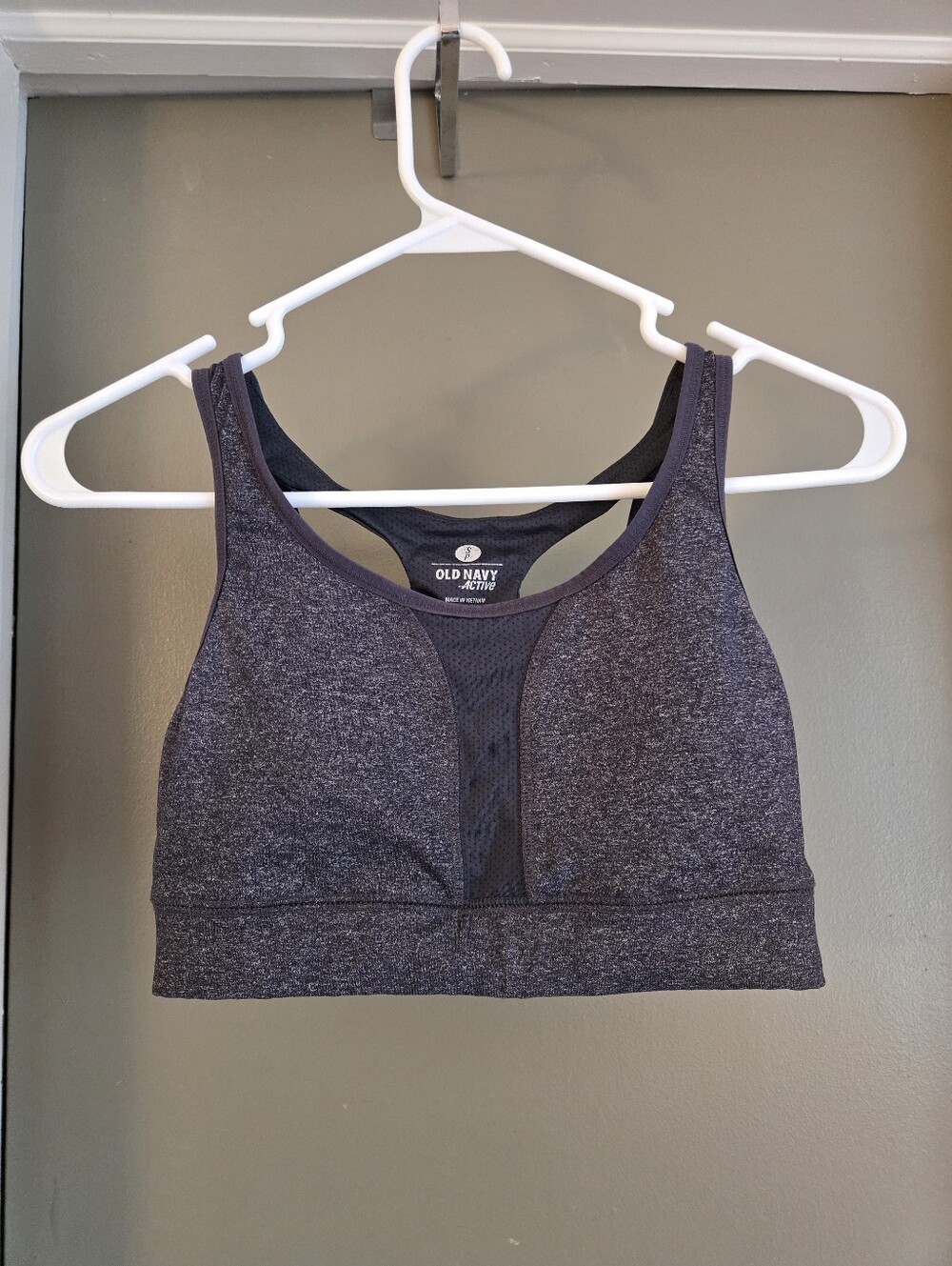 Old Navy Active Charcoal Heather Sports Bra with Mesh Panel